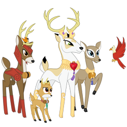 Size: 6400x6400 | Tagged: safe, artist:cheezedoodle96, idw, character:blackthorn, character:bramble, character:king aspen, species:bird, species:deer, .svg available, absurd resolution, cloven hooves, doe, female, horn ring, idw showified, male, simple background, stag, svg, transparent background, vector