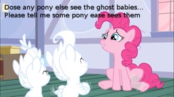 Size: 1463x822 | Tagged: safe, screencap, character:pinkie pie, character:pound cake, character:pumpkin cake, species:earth pony, species:pegasus, species:pony, species:unicorn, episode:baby cakes, g4, my little pony: friendship is magic, baby, baby pony, female, flour, ghost, image macro, male, mare, meme