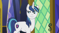 Size: 1366x768 | Tagged: safe, screencap, character:shining armor, episode:the one where pinkie pie knows, g4, my little pony: friendship is magic, sexy armor, smug