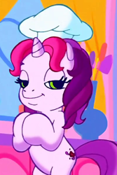 Size: 400x600 | Tagged: safe, screencap, character:sweetie belle, character:sweetie belle (g3), episode:waiting for the winter wishes festival, g3.5, chef's hat, clothing, cropped, hat, solo