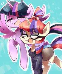 Size: 1001x1201 | Tagged: safe, artist:sion-ara, character:moondancer, character:twilight sparkle, character:twilight sparkle (alicorn), species:alicorn, species:pony, species:unicorn, ship:twidancer, cute, female, glasses, lesbian, mare, shipping