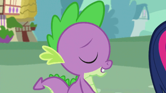 Size: 580x326 | Tagged: safe, screencap, character:spike, character:twilight sparkle, character:twilight sparkle (alicorn), species:alicorn, species:dragon, species:pony, episode:what about discord?, g4, my little pony: friendship is magic, animated, bump, eyes closed, female, male, mare, raised eyebrow, spike running into twilight's rear