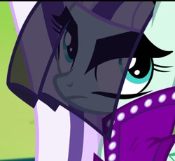 Size: 736x678 | Tagged: safe, screencap, character:coloratura, character:countess coloratura, species:earth pony, species:pony, episode:the mane attraction, g4, my little pony: friendship is magic, clothing, cropped, female, frown, mare, solo
