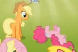 Size: 434x294 | Tagged: safe, screencap, character:applejack, character:pinkie pie, episode:the mane attraction, g4, my little pony: friendship is magic, faint