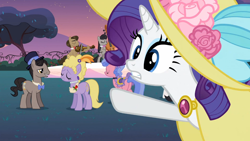 Size: 1366x768 | Tagged: safe, screencap, character:lyrica lilac, character:octavia melody, character:rarity, character:royal ribbon, episode:sweet and elite, g4, my little pony: friendship is magic