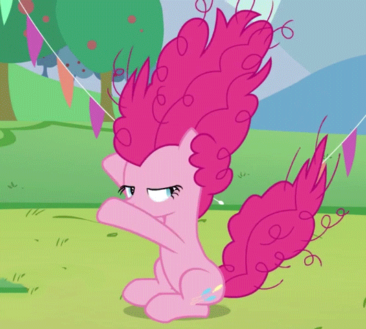 Size: 533x480 | Tagged: safe, screencap, character:pinkie pie, episode:the mane attraction, g4, my little pony: friendship is magic, animated, bad hair, bad hair day, bad mane day, frizzy hair, solo