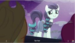 Size: 1278x726 | Tagged: safe, screencap, character:applejack, character:coloratura, character:pinkie pie, species:pony, episode:the mane attraction, g4, my little pony: friendship is magic, female, mare, meme, plot, rara, youtube caption
