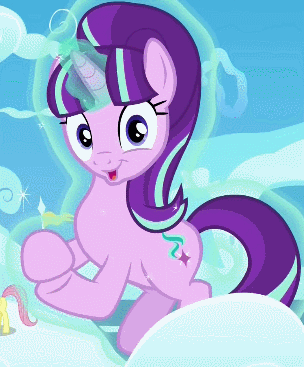 Size: 304x367 | Tagged: safe, screencap, character:fluttershy, character:starlight glimmer, species:pegasus, species:pony, species:unicorn, episode:the cutie re-mark, 8^y, animated, clapping, cloudsdale, cropped, cute, faec, female, filly, filly fluttershy, floating, flying, funny, gif, glimmerbetes, glowing horn, horn, levitation, looking at you, magic, mare, meme, reaction image, s5 starlight, sarcasm, self-levitation, smiling, starlight says bravo, telekinesis, wide eyes, younger