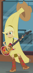 Size: 310x686 | Tagged: safe, screencap, character:applejack, episode:a case for the bass, equestria girls:rainbow rocks, g4, my little pony:equestria girls, banana, banana suit, bananajack, clothing, costume, food, outfit catalog, solo