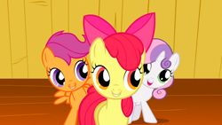 Size: 1366x768 | Tagged: safe, screencap, character:apple bloom, character:scootaloo, character:sweetie belle, species:pegasus, species:pony, episode:the show stoppers, g4, my little pony: friendship is magic, cutie mark crusaders