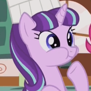 Size: 363x363 | Tagged: safe, screencap, character:starlight glimmer, species:pony, species:unicorn, episode:the cutie re-mark, animated, aweeg*, chef's hat, chewing, chipmunk cheeks, clothing, cropped, cute, eating, female, friends are always there for you, glimmerbetes, hat, loop, mare, puffy cheeks, raised hoof, solo