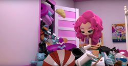Size: 1280x667 | Tagged: safe, screencap, character:pinkie pie, my little pony:equestria girls, 3d, advertisement, commercial, equestria girls minis, food, solo, taco, unamused