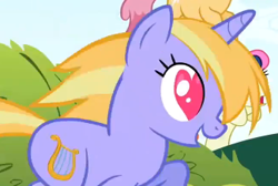 Size: 324x218 | Tagged: safe, screencap, character:bon bon, character:dizzy twister, character:orange swirl, character:sweetie drops, species:earth pony, species:pegasus, species:pony, species:unicorn, episode:lesson zero, g4, my little pony: friendship is magic, background pony, ballad, cropped, female, heart eyes, mare, running, solo focus, wingding eyes