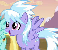 Size: 776x669 | Tagged: safe, screencap, character:cloudchaser, species:pegasus, species:pony, episode:hurricane fluttershy, g4, my little pony: friendship is magic, background pony, cropped, cute, cutechaser, excited, female, mare, solo focus, spread wings, wings