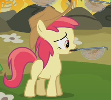 Size: 228x205 | Tagged: safe, screencap, character:liberty belle, species:earth pony, species:pony, episode:apple family reunion, g4, my little pony: friendship is magic, apple family member, background pony, blank flank, clothing, cowboy hat, cropped, female, filly, hat, mouth hold, solo, stetson