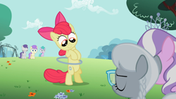 Size: 1366x768 | Tagged: safe, screencap, character:alula, character:apple bloom, character:aura, character:diamond tiara, character:pluto, character:silver spoon, character:tornado bolt, episode:the cutie pox, g4, my little pony: friendship is magic, cute, loop-de-hoop
