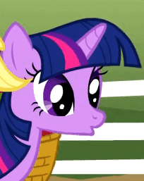 Size: 204x257 | Tagged: safe, screencap, character:applejack, character:twilight sparkle, character:twilight sparkle (unicorn), species:earth pony, species:pony, species:unicorn, episode:the ticket master, g4, my little pony: friendship is magic, :o, animated, three quarter view