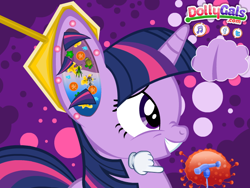 Size: 640x480 | Tagged: safe, screencap, character:twilight sparkle, buttons, flash game, fly, game, insect, lint, not salmon, scrunchy face, surgery, twilight sparkle ear surgery, wat