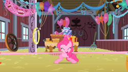 Size: 852x480 | Tagged: safe, screencap, character:pinkie pie, episode:party of one, g4, my little pony: friendship is magic, elastic, solo
