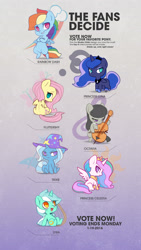 Size: 1600x2840 | Tagged: dead source, safe, artist:sambragg, character:fluttershy, character:lyra heartstrings, character:octavia melody, character:princess celestia, character:princess luna, character:rainbow dash, character:trixie, species:pony, species:unicorn, best pony, chibi, female, mare, toy, welovefine
