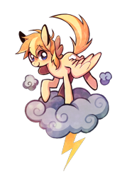 Size: 750x1050 | Tagged: safe, artist:kairean, oc, oc only, oc:cloudy thunder, species:pegasus, species:pony, cloud, lightning, simple background, solo, transparent background