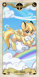Size: 874x1701 | Tagged: safe, artist:kairean, oc, oc only, oc:cloudy thunder, species:pegasus, species:pony, cloud, rainbow, solo, tarot card