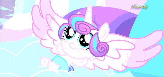 Size: 540x254 | Tagged: safe, screencap, character:princess flurry heart, species:alicorn, species:pony, episode:the crystalling, g4, my little pony: friendship is magic, animated, baby, baby pony, big horn, cute, diaper, eye shimmer, flurrybetes, it begins, offspring, open mouth, pony history, smiling, solo, spread wings, wings