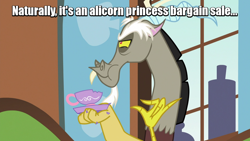 Size: 640x360 | Tagged: safe, screencap, character:discord, character:princess flurry heart, species:draconequus, episode:make new friends but keep discord, episode:the crystalling, g4, my little pony: friendship is magic, annoyed, dialogue, dragon ball z, fluttershy's cottage, image macro, male, meme, reference, solo, teacup, vegeta