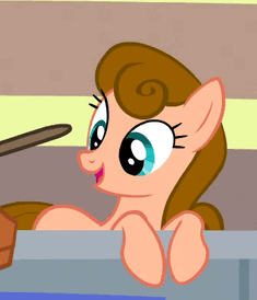 Size: 235x274 | Tagged: safe, screencap, character:rarity, species:earth pony, species:pony, episode:the last roundup, g4, my little pony: friendship is magic, :o, animated, background pony, cute, female, head tilt, leaning, mare, open mouth, peachy cream, smiling, solo focus