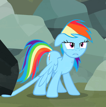 Size: 359x360 | Tagged: safe, screencap, character:rainbow dash, species:pegasus, species:pony, episode:may the best pet win, g4, my little pony: friendship is magic, adorable distress, animated, cute, gif, loop, panic, rock, solo, struggling, stuck, trotting, trotting in place