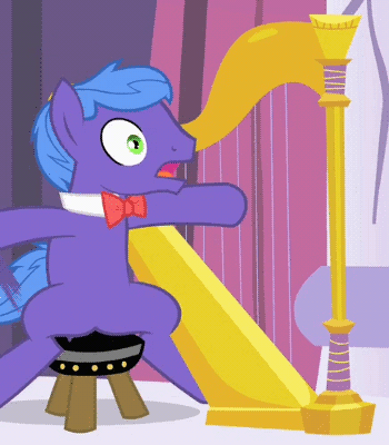 Size: 350x400 | Tagged: safe, screencap, character:parish nandermane, episode:the best night ever, g4, my little pony: friendship is magic, animated, bow tie, cropped, flailing, harp, musical instrument, parish nandermane, solo