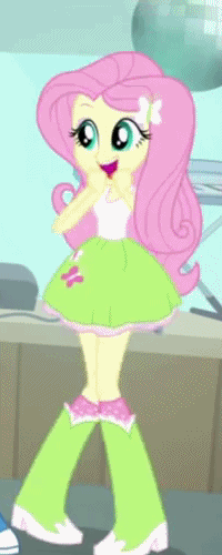 Size: 200x500 | Tagged: safe, screencap, character:fluttershy, episode:a case for the bass, equestria girls:rainbow rocks, g4, my little pony:equestria girls, animated, boots, clothing, cropped, cute, excited, happy, high heel boots, jumping, shyabetes, skirt, solo