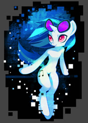 Size: 714x1000 | Tagged: safe, artist:sambragg, character:dj pon-3, character:vinyl scratch, collarbone, glasses off, semi-anthro, solo