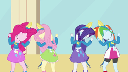 Size: 1280x720 | Tagged: safe, screencap, character:fluttershy, character:pinkie pie, character:rainbow dash, character:rarity, my little pony:equestria girls, helping twilight win the crown