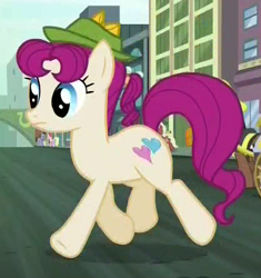 Size: 422x448 | Tagged: safe, screencap, character:beaude mane, character:diamond cutter, character:luckette, species:earth pony, species:pony, episode:the gift of the maud pie, g4, my little pony: friendship is magic, background pony, clothing, female, hat, mare, solo focus, streetsheart