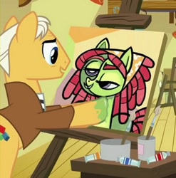 Size: 743x753 | Tagged: safe, screencap, character:tree hugger, episode:on your marks, g4, my little pony: friendship is magic, background pony, cropped, cubism, fine art parody, modern art, pablo picasso, painting