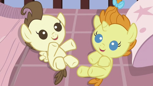 Size: 500x281 | Tagged: safe, artist:dashiesparkle, screencap, character:pound cake, character:pumpkin cake, episode:on your marks, g4, my little pony: friendship is magic, animated, cake twins, cute, hoof sucking, poundabetes, pumpkinbetes, weapons-grade cute