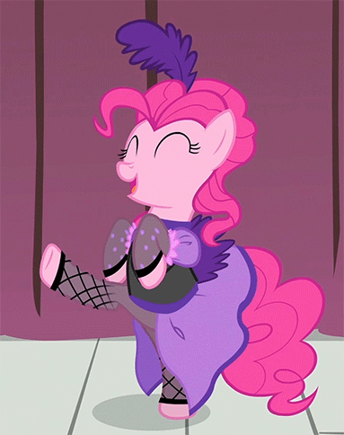 Size: 383x484 | Tagged: safe, screencap, character:pinkie pie, species:pony, episode:over a barrel, g4, my little pony: friendship is magic, animated, bipedal, clothing, dancing, fishnets, saloon dress, saloon pinkie, stockings