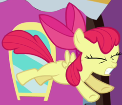 Size: 409x354 | Tagged: safe, screencap, character:apple bloom, species:pegasus, species:pony, episode:just for sidekicks, g4, my little pony: friendship is magic, animation error, cropped, eyes closed, female, filly, flapple bloom, foal, wings