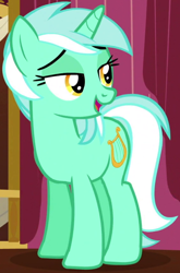 Size: 566x856 | Tagged: safe, screencap, character:lyra heartstrings, species:pony, species:unicorn, episode:slice of life, g4, my little pony: friendship is magic, lidded eyes, open mouth, smiling, solo