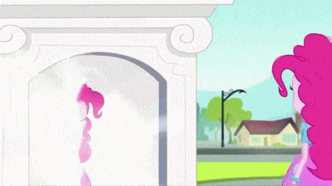 Size: 480x270 | Tagged: safe, screencap, character:pinkie pie, episode:outtakes, equestria girls:friendship games, g4, my little pony:equestria girls, animated, blooper, bracelet, breaking the fourth wall, candy, canterlot high, clothing, food, fourth wall, friendship games bloopers, fun fun fun, high five, human paradox, indirect kiss, lollipop, paradox, pinkie being pinkie, portal, self ponidox, skirt, this explains everything, toss, wink, winking at you