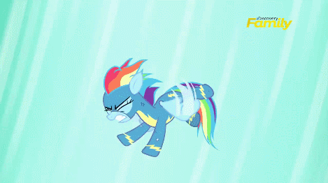 Size: 469x262 | Tagged: safe, screencap, character:rainbow dash, episode:newbie dash, g4, my little pony: friendship is magic, animated, discovery family logo, rainbow crash, singed, smoke, solo, wonderbolts uniform, x-ray sparks