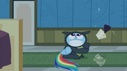 Size: 1280x720 | Tagged: safe, screencap, character:rainbow dash, episode:read it and weep, g4, my little pony: friendship is magic, faec, great moments in animation, hub logo, hubble, solo