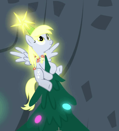 Size: 450x495 | Tagged: safe, screencap, character:derpy hooves, species:pegasus, species:pony, episode:a hearth's warming tail, g4, my little pony: friendship is magic, animated, cute, derpabetes, derpy doing derpy things, derpy star, eyes closed, female, glow, happy, loop, mare, open mouth, perfect loop, smiling, spread wings, waving, weapons-grade cute, wings