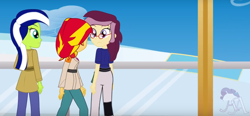 Size: 1266x587 | Tagged: safe, artist:amante56, screencap, character:sunset shimmer, oc, oc:lannie lona, oc:miles bright, my little pony:equestria girls, crossover, duel of the fates, ship, star wars, youtube link