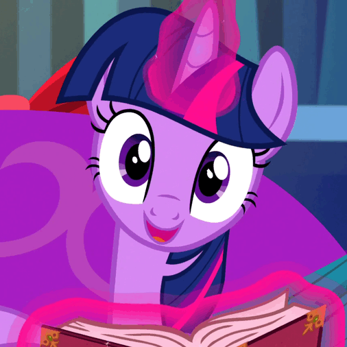 Size: 506x506 | Tagged: safe, screencap, character:twilight sparkle, character:twilight sparkle (alicorn), species:alicorn, species:pony, episode:a hearth's warming tail, g4, my little pony: friendship is magic, animated, book, female, magic, mare, solo, talking, talking to viewer