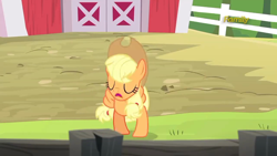 Size: 1280x720 | Tagged: safe, screencap, character:applejack, species:pony, episode:applejack's day off, bipedal, solo