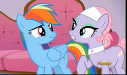 Size: 2251x1335 | Tagged: safe, screencap, character:lavender essence, character:rainbow dash, episode:applejack's day off, discovery family logo