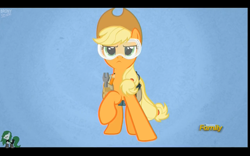 Size: 1440x900 | Tagged: safe, screencap, character:applejack, episode:applejack's day off, bronystate, discovery family logo, goggles, safety goggles, toolbelt, tools