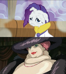 Size: 498x558 | Tagged: safe, screencap, character:rarity, episode:applejack's day off, double chin, howl's moving castle, prunity, studio ghibli, witch